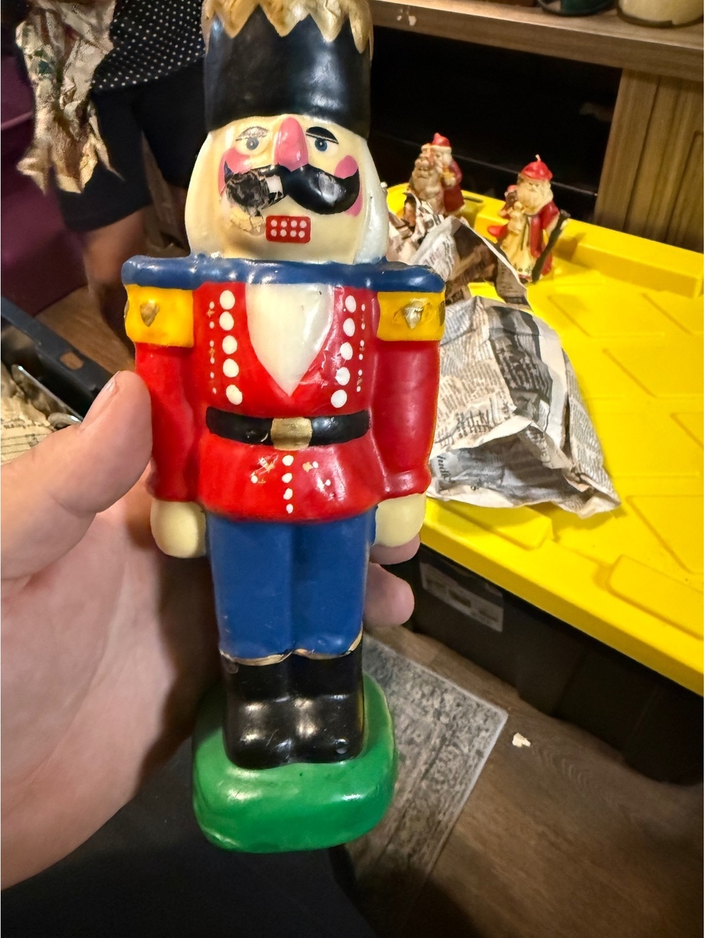 Vintage Nutcracker Candle Figurine with Hand-Painted Details